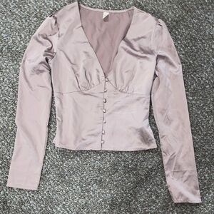 Elegant Mauve/Taupe Long Sleeve Women's Top